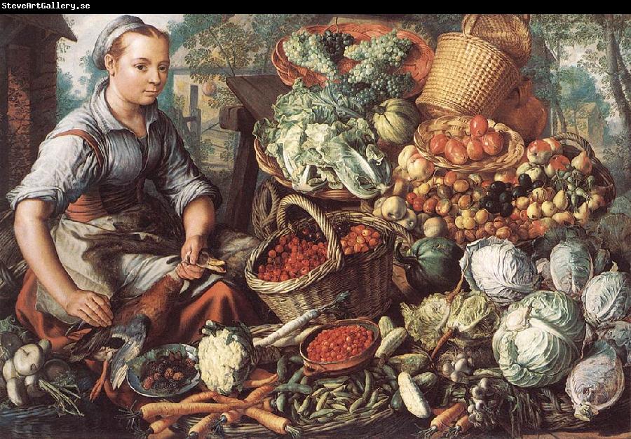 BEUCKELAER, Joachim Market Woman with Fruit, Vegetables and Poultry  intre